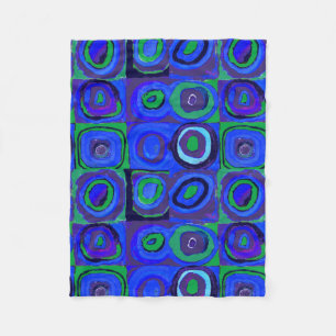 Kandinsky Farbstudie Blue Quadrate Square Circle Fleece Blanket