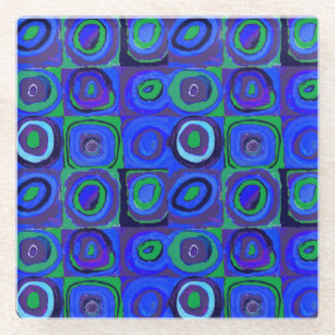 Kandinsky Farbstudie Blue Quadrate Square Circle  Glass Coaster