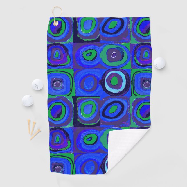Kandinsky Farbstudie Blue Quadrate Square Circle  Golf Towel (InSitu)