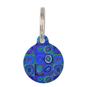 Kandinsky Farbstudie Blue Quadrate Square Circle  Pet Tag