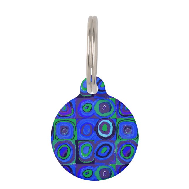 Kandinsky Farbstudie Blue Quadrate Square Circle  Pet Tag (Front)