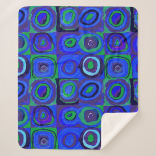 Kandinsky Farbstudie Blue Quadrate Square Circle Sherpa Blanket