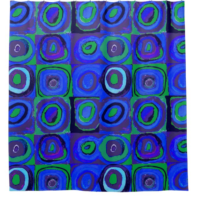 Kandinsky Farbstudie Blue Quadrate Square Circle  Shower Curtain (Front)