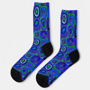Kandinsky Farbstudie Blue Quadrate Square Circle  Socks