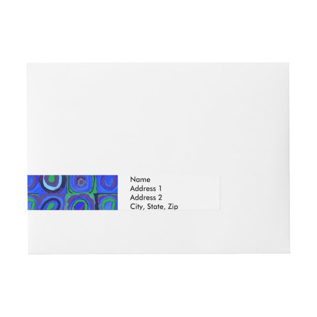Kandinsky Farbstudie Blue Quadrate Square Circle  Wraparound Address Label (Front)