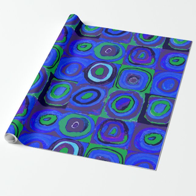 Kandinsky Farbstudie Blue Quadrate Square Circle  Wrapping Paper (Unrolled)