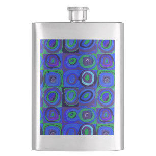 Kandinsky Farbstudie Quadrate Blue Squares  Hip Flask