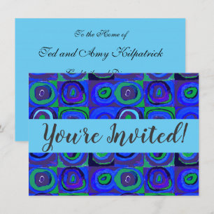 Kandinsky Farbstudie Quadrate Blue Squares  Invitation