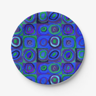 Kandinsky Farbstudie Quadrate Blue Squares  Paper Plate