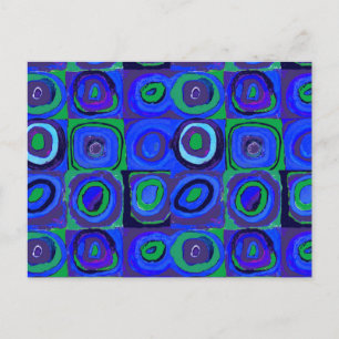 Kandinsky Farbstudie Quadrate Blue Squares  Postcard