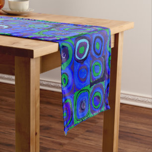 Kandinsky Farbstudie Quadrate Blue Squares  Short Table Runner