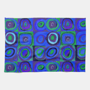 Kandinsky Farbstudie Quadrate Blue Squares  Tea Towel