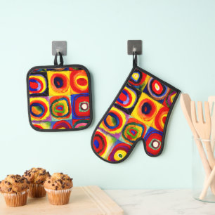 Kandinsky Farbstudie Quadrate Squares Circles Art  Oven Mitt & Pot Holder Set