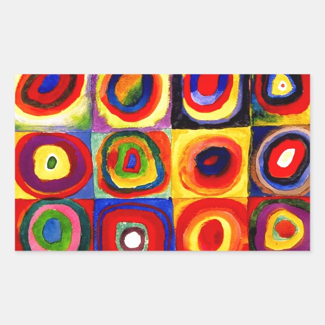 Kandinsky Farbstudie Quadrate Squares Circles Art  Rectangular Sticker (Front)