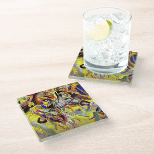 Kandinsky - Fugue, abstract painting, Glass Coaster