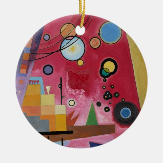 Kandinsky - Heavy Red Ceramic Tree Decoration (Front)