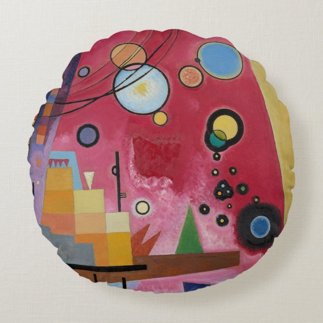 Kandinsky - Heavy Red Round Cushion (Front)