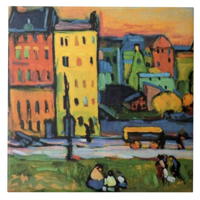 Kandinsky - Houses in Munich, Tile (Front)