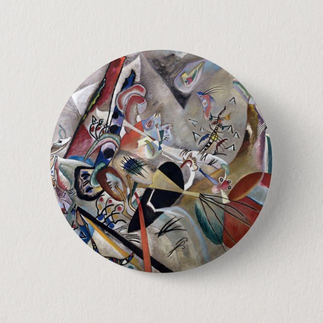 Kandinsky In Grey Abstract Artwork 6 Cm Round Badge (Front)