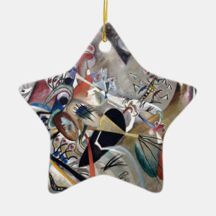 Kandinsky In Grey Abstract Artwork Ceramic Tree Decoration