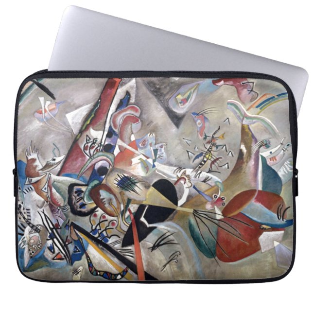 Kandinsky In Grey Abstract Artwork Laptop Sleeve (Front)