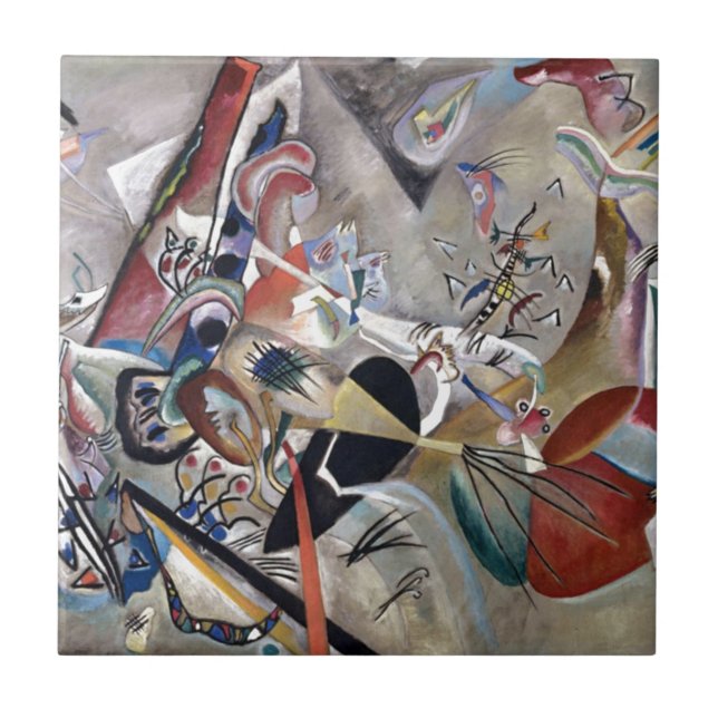 Kandinsky In Grey Abstract Artwork Tile (Front)