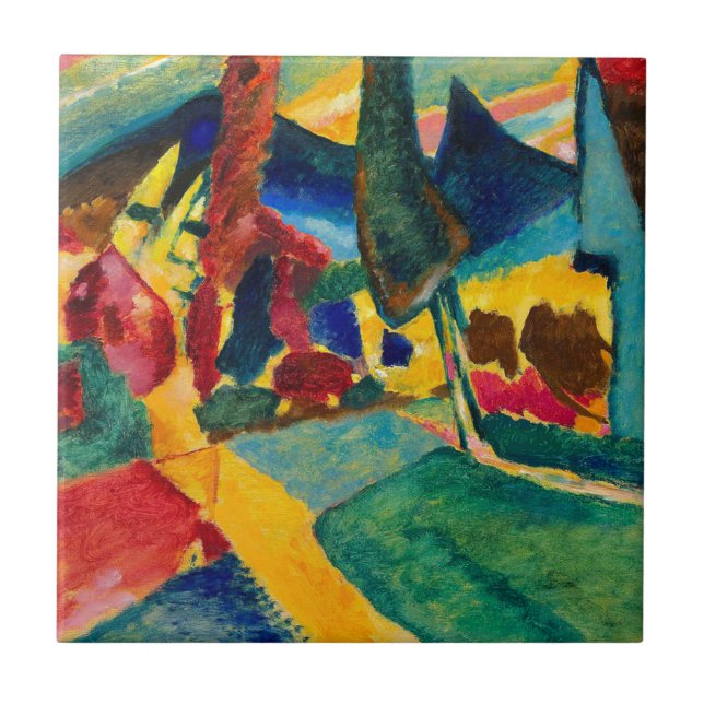 Kandinsky Landscape with Two Poplars Tile (Front)