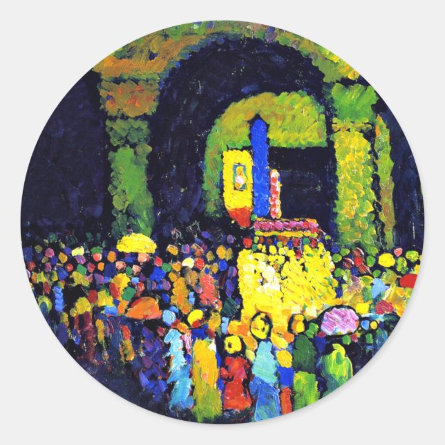 Kandinsky - Ludwigkirche in Murnau, Classic Round Sticker (Front)