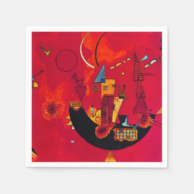 Kandinsky Mit und Gegen Red Abstract Napkin (Front)