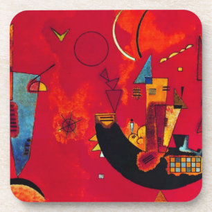 Kandinsky Mit und Gegen Red Abstract Painting Coaster