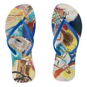 Kandinsky Modern Abstract Painting Artwork Flip Flops