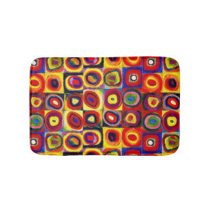 Kandinsky Modern Squares Circles Colourful Bath Mat