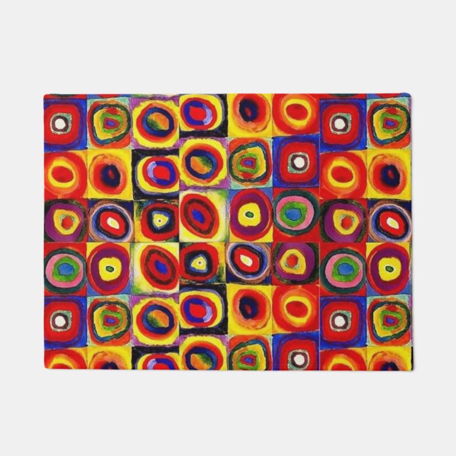 Kandinsky Modern Squares Circles Colourful Doormat (Front)