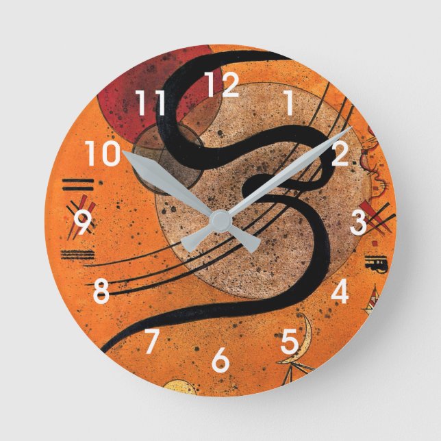 Kandinsky - Mood Line, colourful abstract art Round Clock (Front)