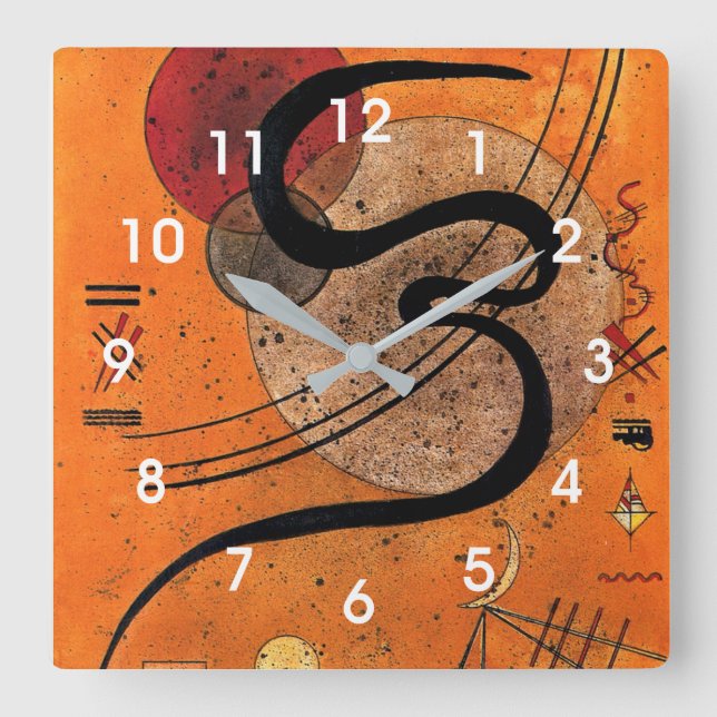 Kandinsky - Mood Line, colourful abstract art Square Wall Clock (Front)