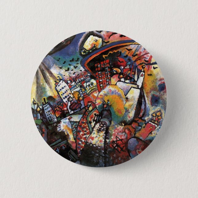 Kandinsky Moscow I Cityscape Abstract Painting 6 Cm Round Badge (Front)