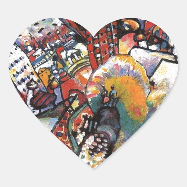 Kandinsky Moscow I Cityscape Abstract Painting Heart Sticker (Front)