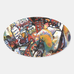 Kandinsky Moscow I Cityscape Abstract Painting Oval Sticker