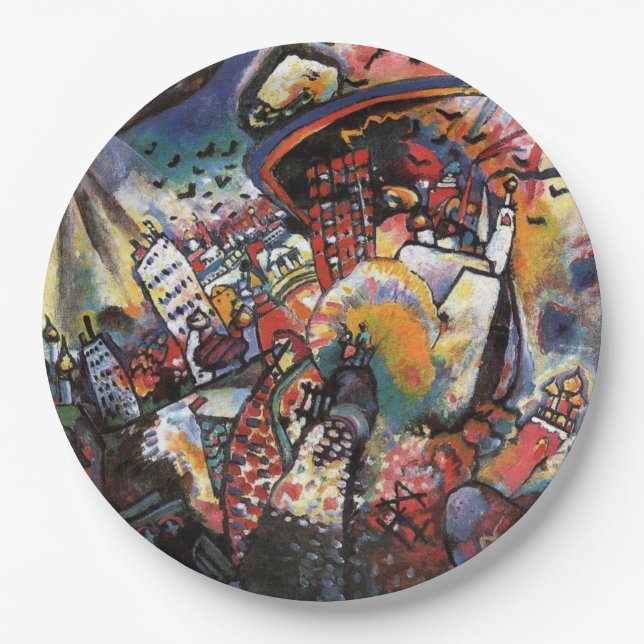 Kandinsky Moscow I Cityscape Abstract Painting Paper Plate (Front)