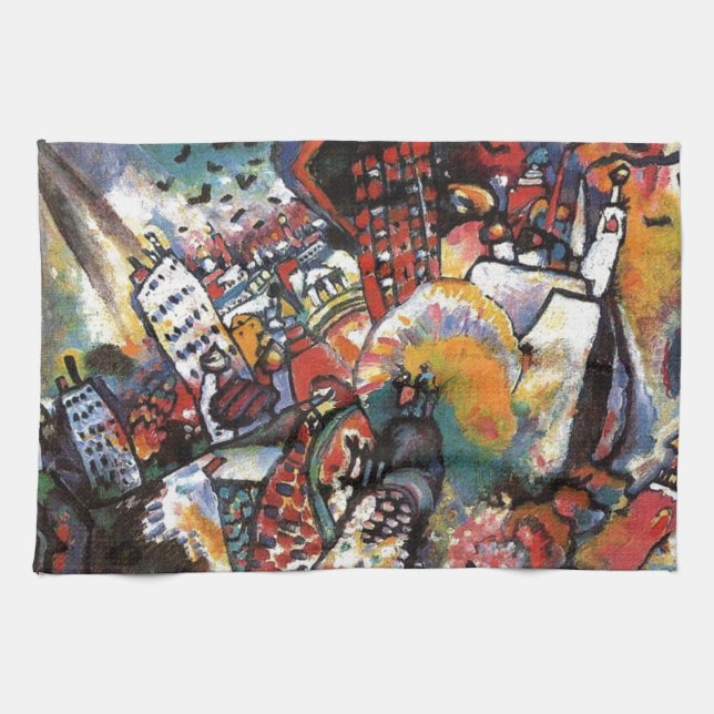 Kandinsky Moscow I Cityscape Abstract Painting Tea Towel (Horizontal)