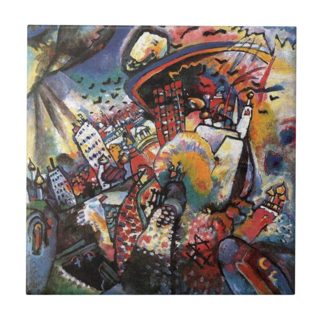 Kandinsky Moscow I Cityscape Abstract Painting Tile (Front)