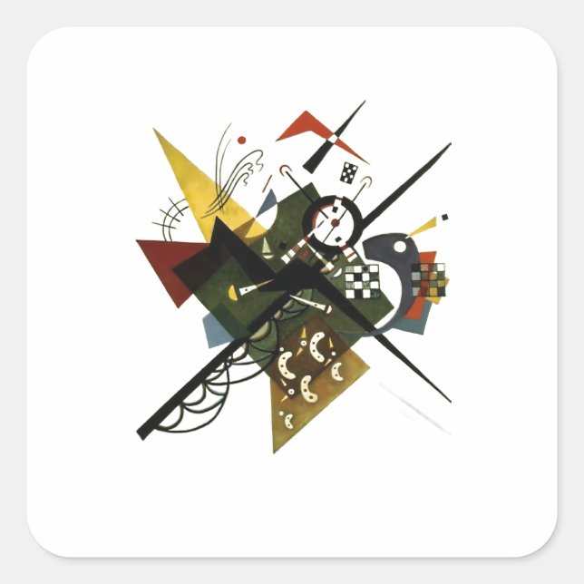 Kandinsky On White II - Abstract Expressionist Art Square Sticker (Front)