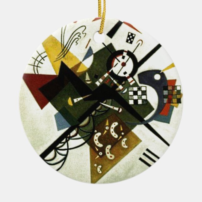 Kandinsky On White II Ceramic Tree Decoration (Front)