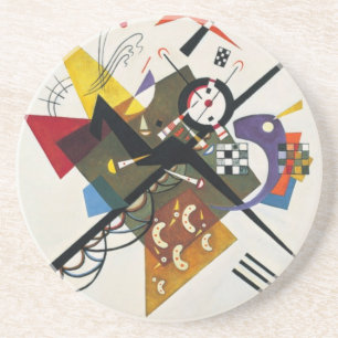 Kandinsky On White Two Abstract Painting Coaster
