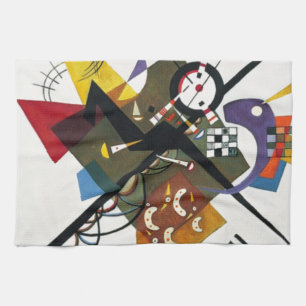 Kandinsky On White Two Abstract Painting Tea Towel