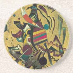 Kandinsky Points Abstract Canvas Painting Coaster