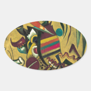 Kandinsky Points Abstract Canvas Painting Oval Sticker