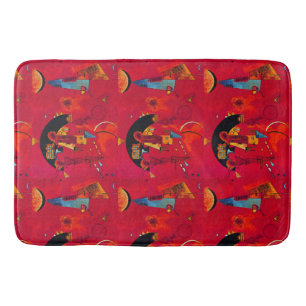 Kandinsky Red Black Abstract Art Bath Mat