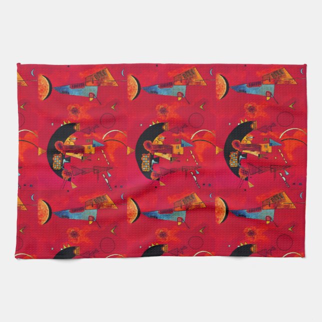 Kandinsky Red Black  Abstract Art Tea Towel (Horizontal)