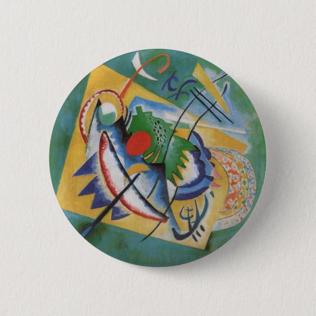 Kandinsky Red Oval Abstract Artwork Green Yellow 6 Cm Round Badge (Front)